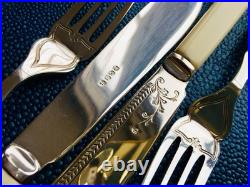 Vintage/Antique Ornate English Silver Plated Fish Cutlery Set In Silk Lined Box