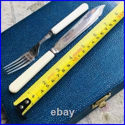 Vintage/Antique Ornate English Silver Plated Fish Cutlery Set In Silk Lined Box