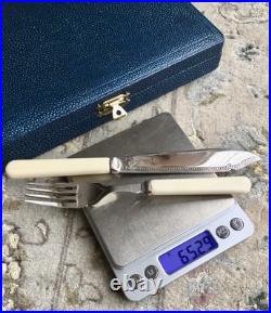 Vintage/Antique Ornate English Silver Plated Fish Cutlery Set In Silk Lined Box