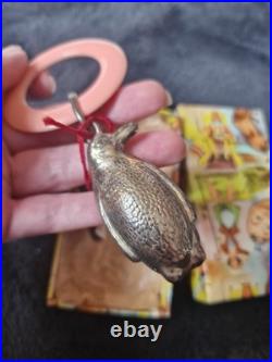Vintage Antique Penguin Baby Rattle Electro Plate on Nickel Silver English Boxed