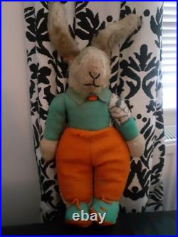 Vintage Antique Rabbit Bunny Merrythought Or Chad Valley English Fabric Rabbit