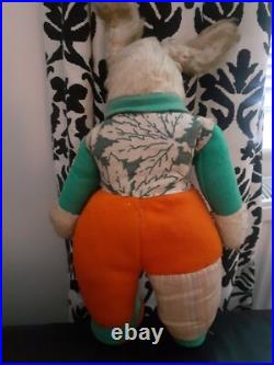 Vintage Antique Rabbit Bunny Merrythought Or Chad Valley English Fabric Rabbit