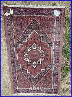 Vintage Antique Thick Hand Made Knotted Wool Persian Red Gold Rug Carpet Vgc