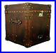 Vintage Antique Trunk English Handmade Leather Occasional Side Table Chests Gift