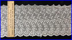 Vintage/Antique, White, Cotton, English Embroidered Leavers Lace, 9-1/2 Yards