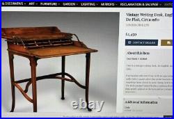 Vintage Antique Writing Desk, English, Mahogany, Articulated Bureau De Plait
