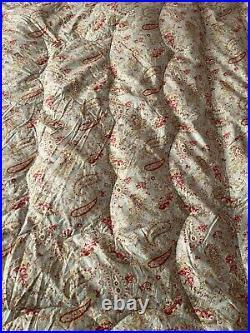 Vintage Art Deco English Feather Blue Palisy Quilt Eiderdown Double Rose Vgc