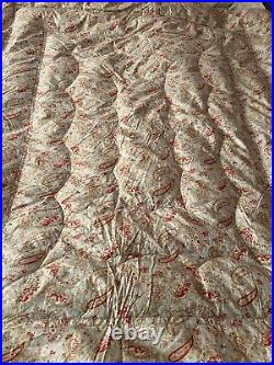 Vintage Art Deco English Feather Blue Palisy Quilt Eiderdown Double Rose Vgc