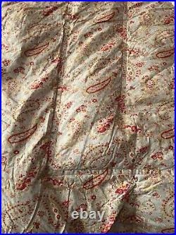 Vintage Art Deco English Feather Blue Palisy Quilt Eiderdown Double Rose Vgc