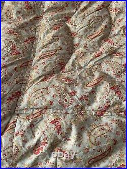 Vintage Art Deco English Feather Blue Palisy Quilt Eiderdown Double Rose Vgc