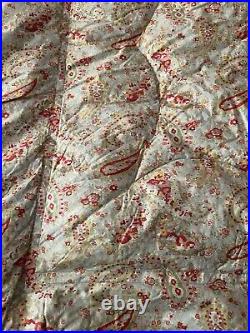 Vintage Art Deco English Feather Blue Palisy Quilt Eiderdown Double Rose Vgc