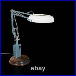 Vintage Bench Magnifier Lamp, English, Industrial, Light, Desk, Circa 1960