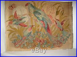 Vintage Berlin Woolwork Tapestry Antique Needlework Parrots Embroiders Picture