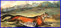 Vintage Blanket Chest Fox Painting Horse & Hound Equestrian English Country