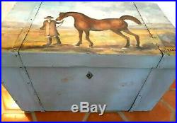 Vintage Blanket Chest Painted Equestrian English Country Horses So Ralph Lauren