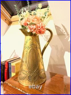 Vintage Brass Art Nouveau Jug / Pitcher Large English Beldray Decorative Vase