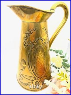 Vintage Brass Art Nouveau Jug / Pitcher Large English Beldray Decorative Vase