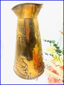 Vintage Brass Art Nouveau Jug / Pitcher Large English Beldray Decorative Vase