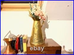 Vintage Brass Art Nouveau Jug / Pitcher Large English Beldray Decorative Vase