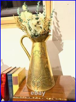 Vintage Brass Art Nouveau Jug / Pitcher Large English Beldray Decorative Vase