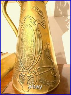 Vintage Brass Art Nouveau Jug / Pitcher Large English Beldray Decorative Vase