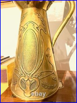 Vintage Brass Art Nouveau Jug / Pitcher Large English Beldray Decorative Vase