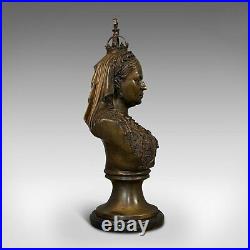 Vintage Bust, Queen Victoria, English, Bronze, Royal Portrait, Monarch, Empress