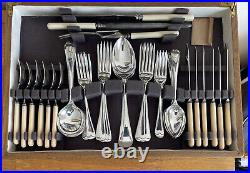 Vintage Canteen of 55 Pieces of Faux Bone & Silver Plated Cutlery for 6 Atkin
