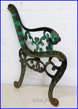 Vintage Cast Iron Bench Ends Lions Head Detail Ends Only Antique For restoration