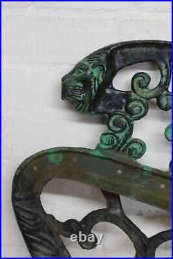 Vintage Cast Iron Bench Ends Lions Head Detail Ends Only Antique For restoration