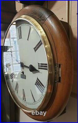 Vintage Circular Office/ Post Office Fusee 8 Day Wall Clock