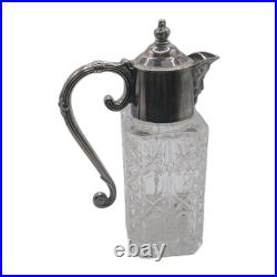 Vintage Claret English Silver Cut Crystal Silver Plate jug jar antique