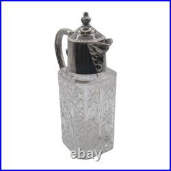 Vintage Claret English Silver Cut Crystal Silver Plate jug jar antique
