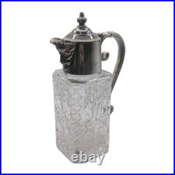 Vintage Claret English Silver Cut Crystal Silver Plate jug jar antique