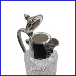 Vintage Claret English Silver Cut Crystal Silver Plate jug jar antique