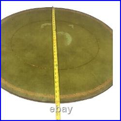 Vintage Coffee Table Oval Green Leather Top Brass Mahogany English Antique Gold