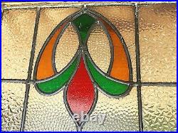 Vintage Coloured Stained security Glass Panel old English art deco 17x15 rare