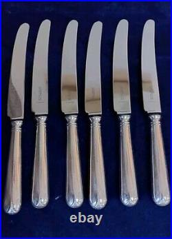 Vintage Cooper Bros Old English Pip Pattern Set 6 Dinner Knives Silver Plated