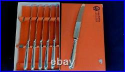 Vintage Cooper Bros Old English Pip Pattern Set 6 Dinner Knives Silver Plated