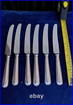 Vintage Cooper Bros Old English Pip Pattern Set 6 Dinner Knives Silver Plated