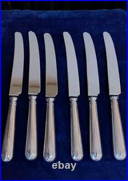 Vintage Cooper Bros Old English Pip Pattern Set 6 Dinner Knives Silver Plated