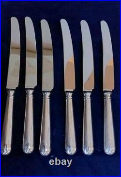 Vintage Cooper Bros Old English Pip Pattern Set 6 Dinner Knives Silver Plated