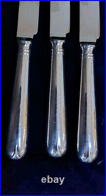 Vintage Cooper Bros Old English Pip Pattern Set 6 Dinner Knives Silver Plated