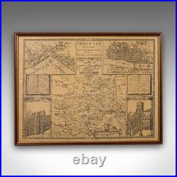 Vintage County Map, Middlesex, English, Framed 16th Century Print, John Norden