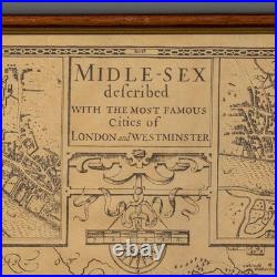 Vintage County Map, Middlesex, English, Framed 16th Century Print, John Norden