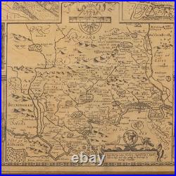 Vintage County Map, Middlesex, English, Framed 16th Century Print, John Norden