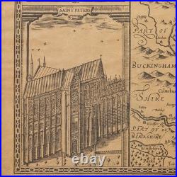 Vintage County Map, Middlesex, English, Framed 16th Century Print, John Norden