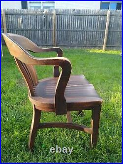Vintage Court House Bank Lobby Oak Office Chair. B. L. Marble Chair Co. 1950s