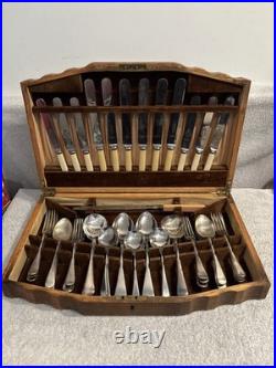 Vintage Cutlery Canteen 47 piece silver plated Old English Sheffield VGC