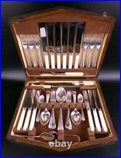 Vintage Cutlery Canteen / Set for 6. Old English pattern. Silver Plated. 1920's